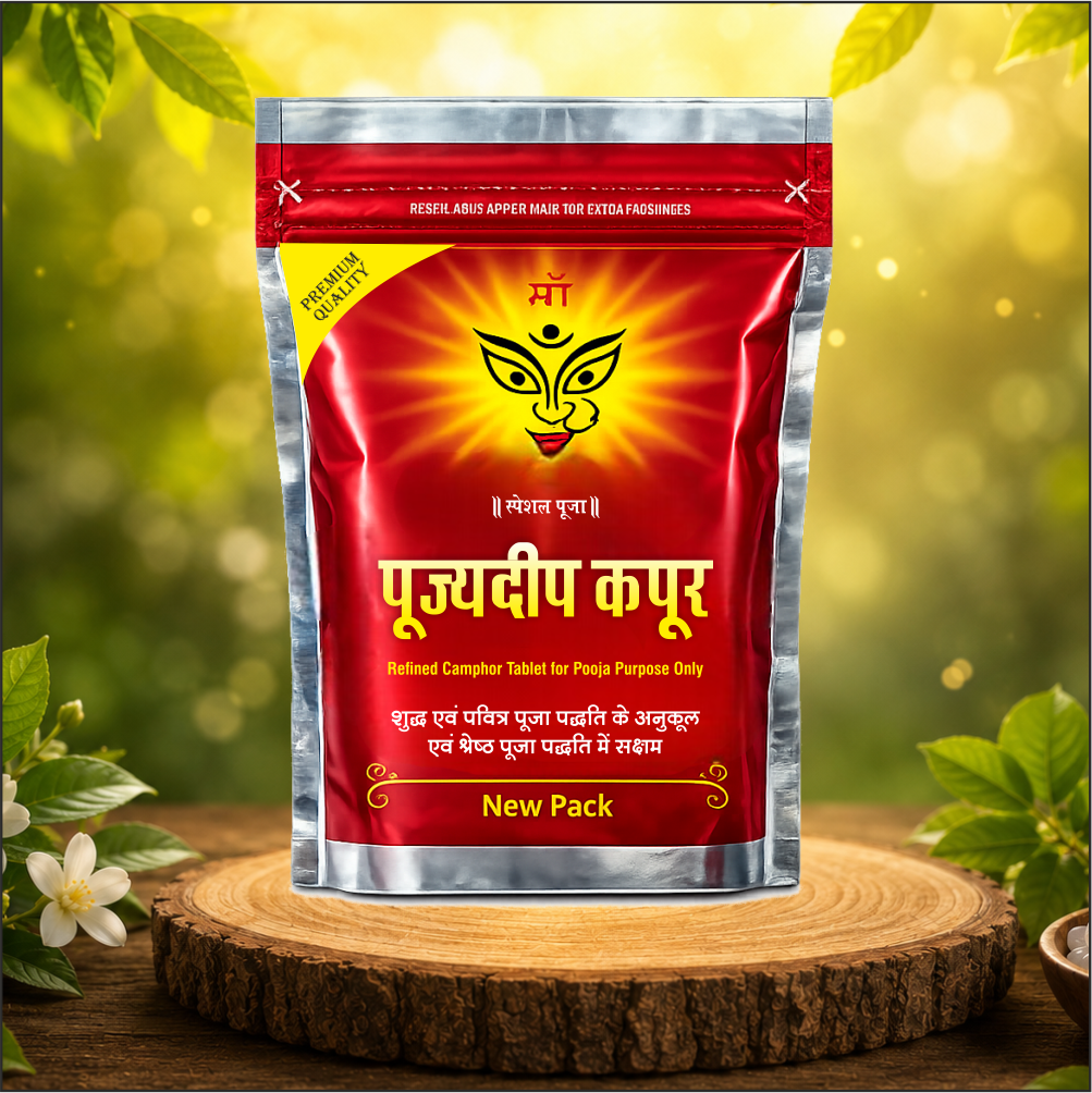 Pujyedeep Kapoor (Camphor) Tablets 100 gm Slab Pouch | Pure Kapoor for Pooja, Meditation & Fragrance | Long-Lasting Aroma