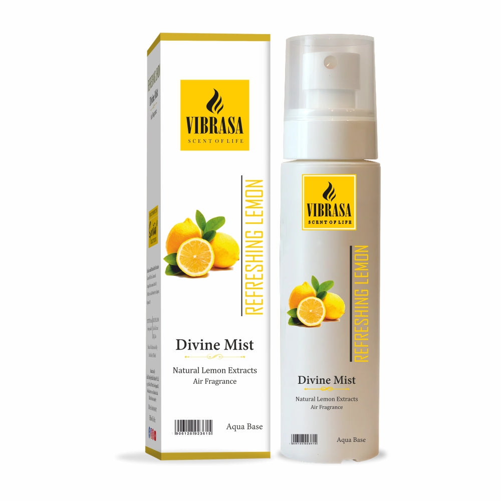 Divine Mist Refreshing Lemon 100 ML Air Freshener Spray | Premium Air Freshener for Home and Mandir