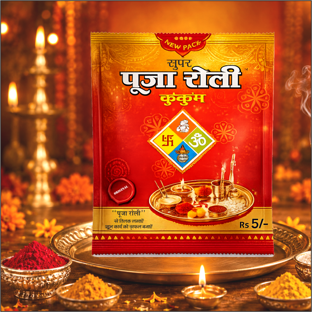 Super Puja Roli Kumkum 6 gm | Traditional Puja Tilak Powder for Daily Rituals