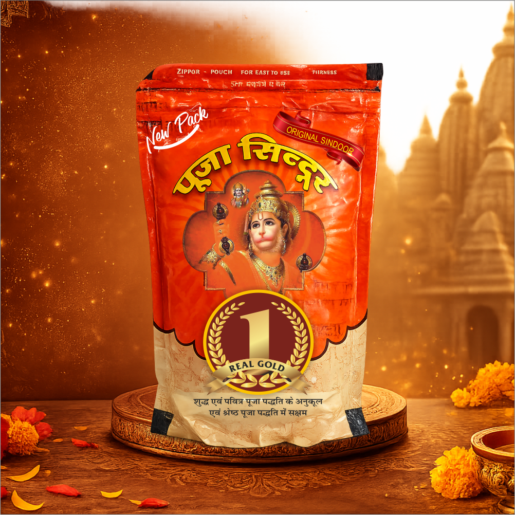 Deluxe Pooja Sindoor 1 Kg Zipper Pack | Bright Orange Vermilion Powder for Temple, Puja & Spiritual Rituals