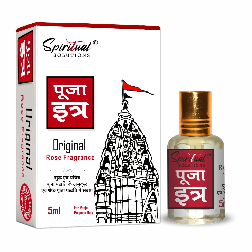 Pooja Itra Rose (5ml Each) - Pack of 3 | Pure & Natural Attar for Mandir, Home Pooja, Worship & Meditation