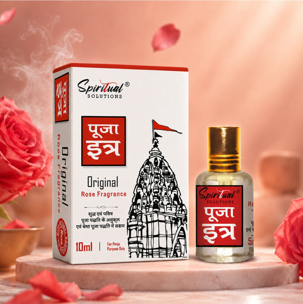 Pooja Itra Rose 10 ml | Pure & Natural Attar for Mandir, Home Pooja, Worship & Meditation
