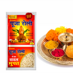 Deluxe Puja Roli Kumkum 6 gm with Free Chawal | Traditional Puja Tilak Powder for Daily Rituals