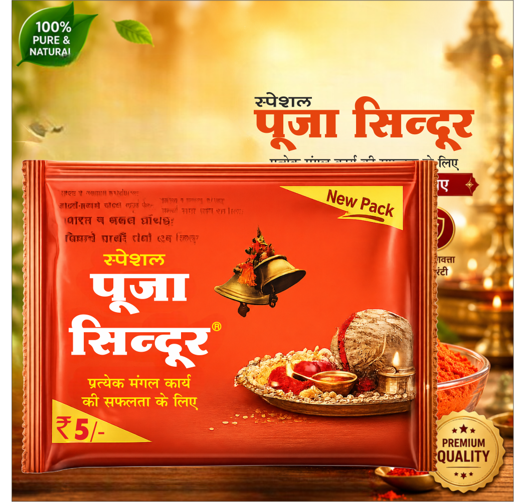 Special Pooja Sindoor 6 Gm | Bright Orange Vermilion Powder for Temple, Puja & Spiritual Rituals