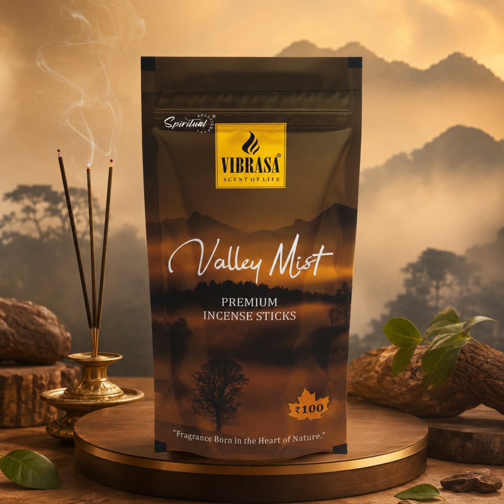 Valley Mist Premium Incense Sticks Zipper Pouch - Pack of 4 (90 g Each) | Long Lasting Natural Fragrance Agarbatti for Puja, Meditation, Home & Spiritual Ambience