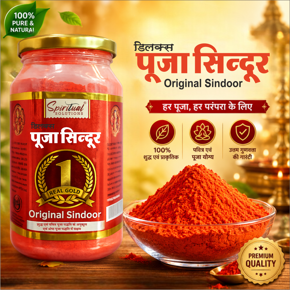 Deluxe Pooja Sindoor 1 Kg Jar | Bright Orange Vermilion Powder for Temple, Puja & Spiritual Rituals