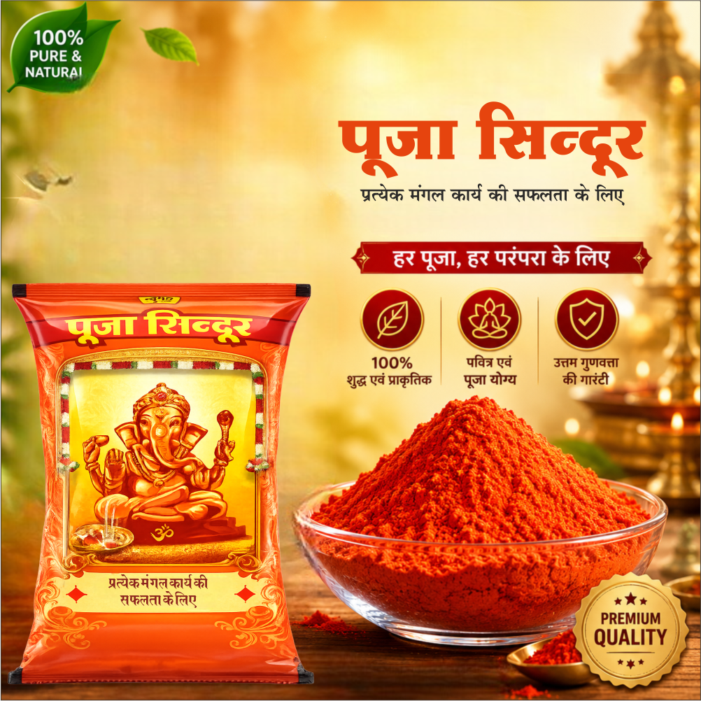 Super Pooja Sindoor 1 Kg | Bright Orange Vermilion Powder for Temple, Puja & Spiritual Rituals
