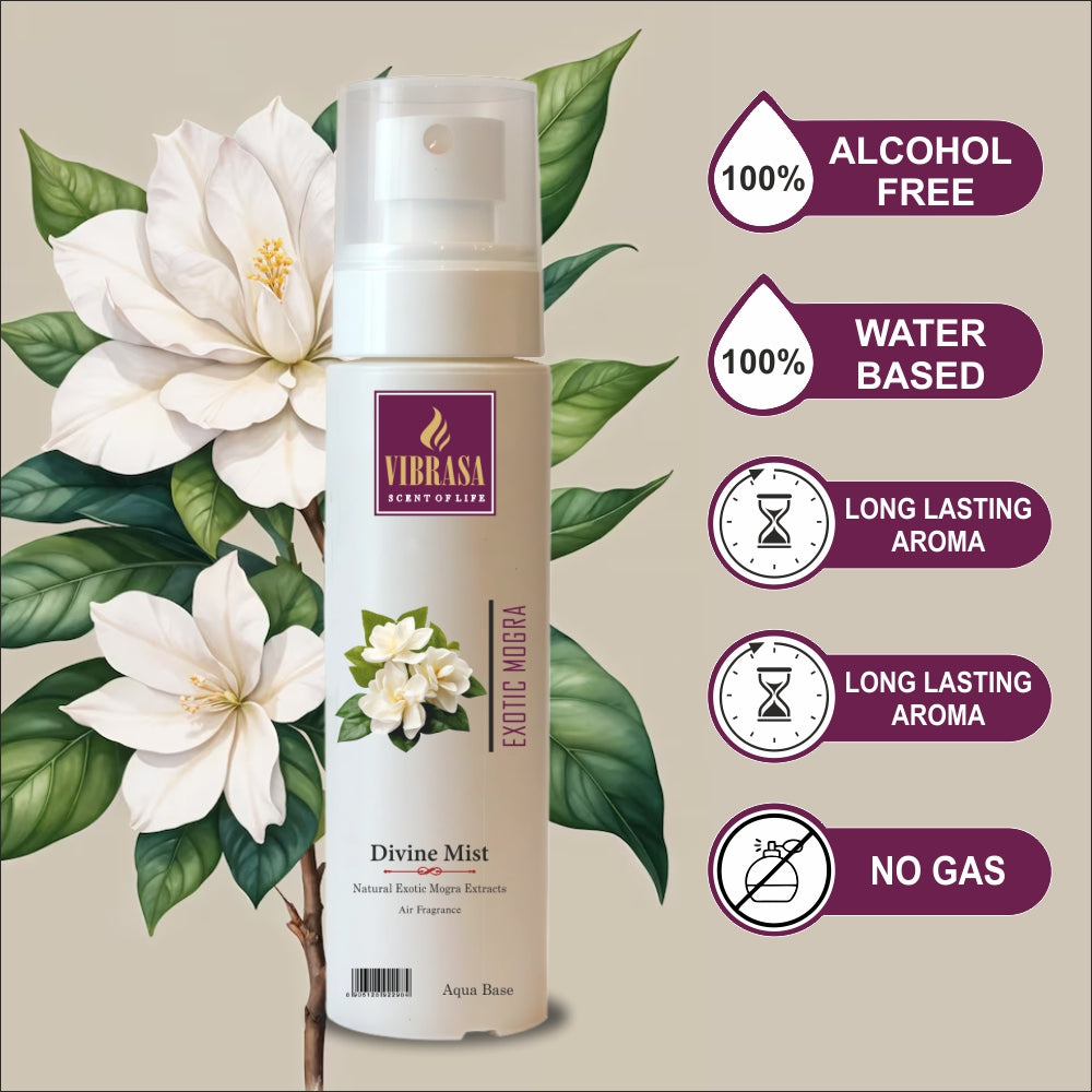 Divine Mist Exotic Mogra 100 ML Air Freshener Spray | Premium Air Freshener for Home and Mandir