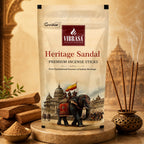 Heritage Sandal Premium Incense Sticks Zipper Pouch - Pack of 4 (90 g Each) | Long Lasting Natural Fragrance Agarbatti for Puja, Meditation, Home & Spiritual Ambience