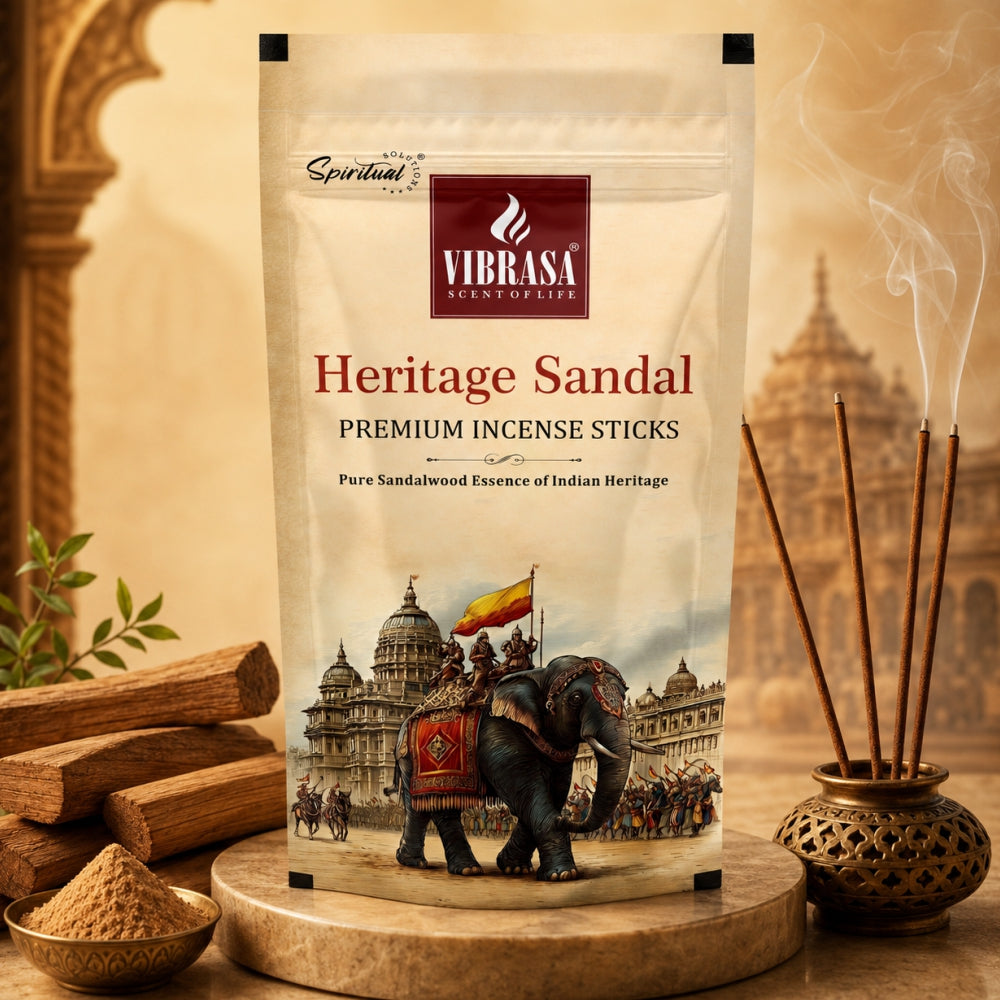 Heritage Sandal Premium Incense Sticks Zipper Pouch - Pack of 4 (90 g Each) | Long Lasting Natural Fragrance Agarbatti for Puja, Meditation, Home & Spiritual Ambience