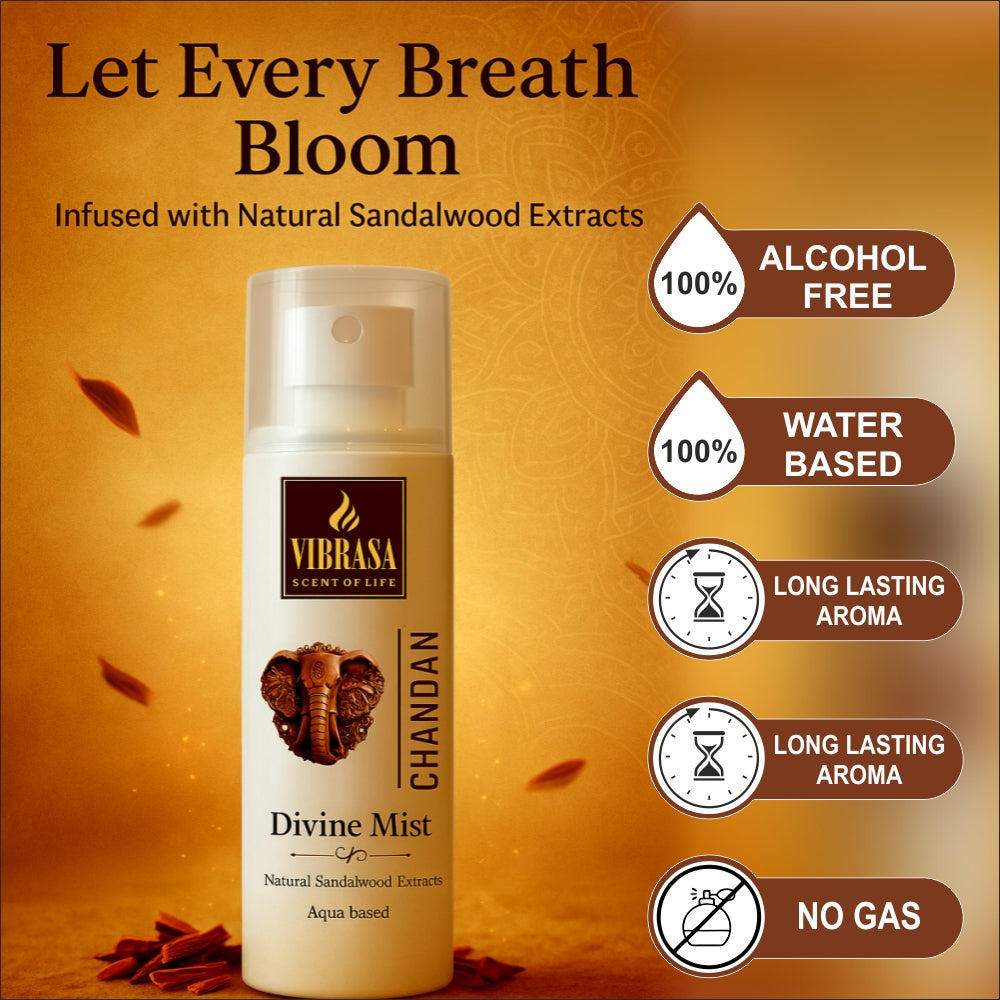 Divine Mist Chandan 100 ML Air Freshener Spray | Premium Air Freshener for Home and Mandir