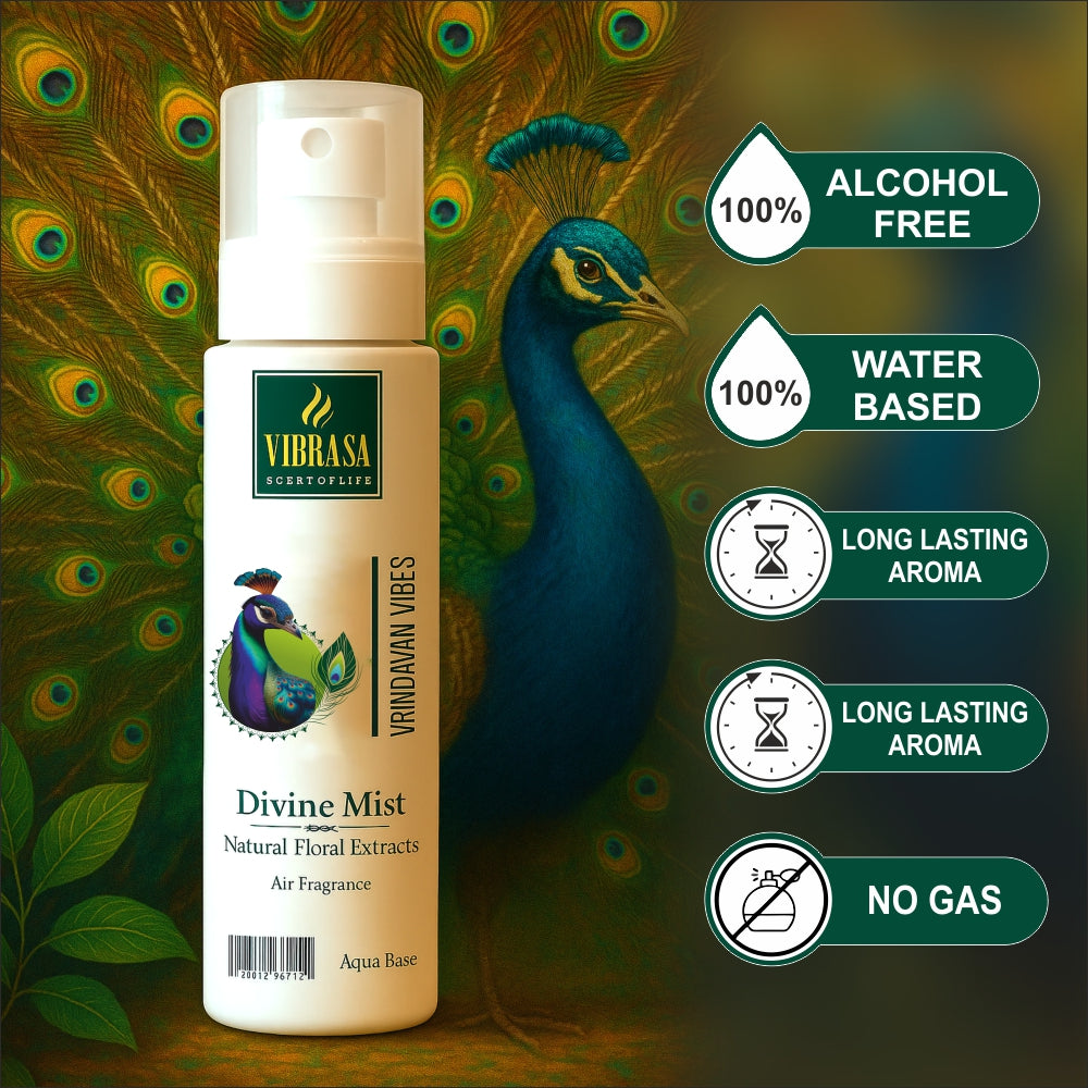 Divine Mist Vrindavan Vibes 100 ML Air Freshener Spray | Premium Air Freshener for Home and Mandir