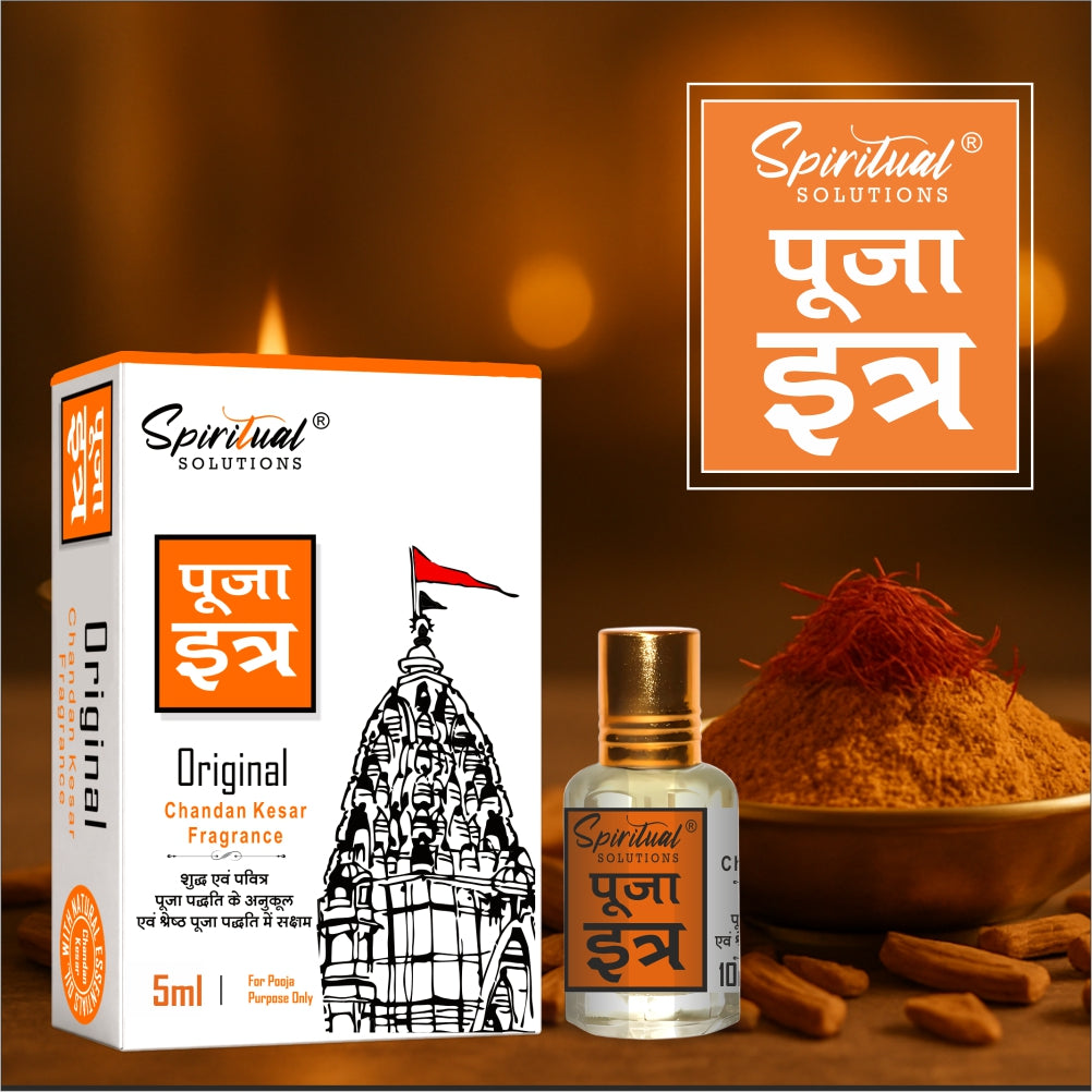 Pooja Itra Chandan Kesar (5ml Each) - Pack of 3 | Pure & Natural Attar for Mandir, Home Pooja, Worship & Meditation
