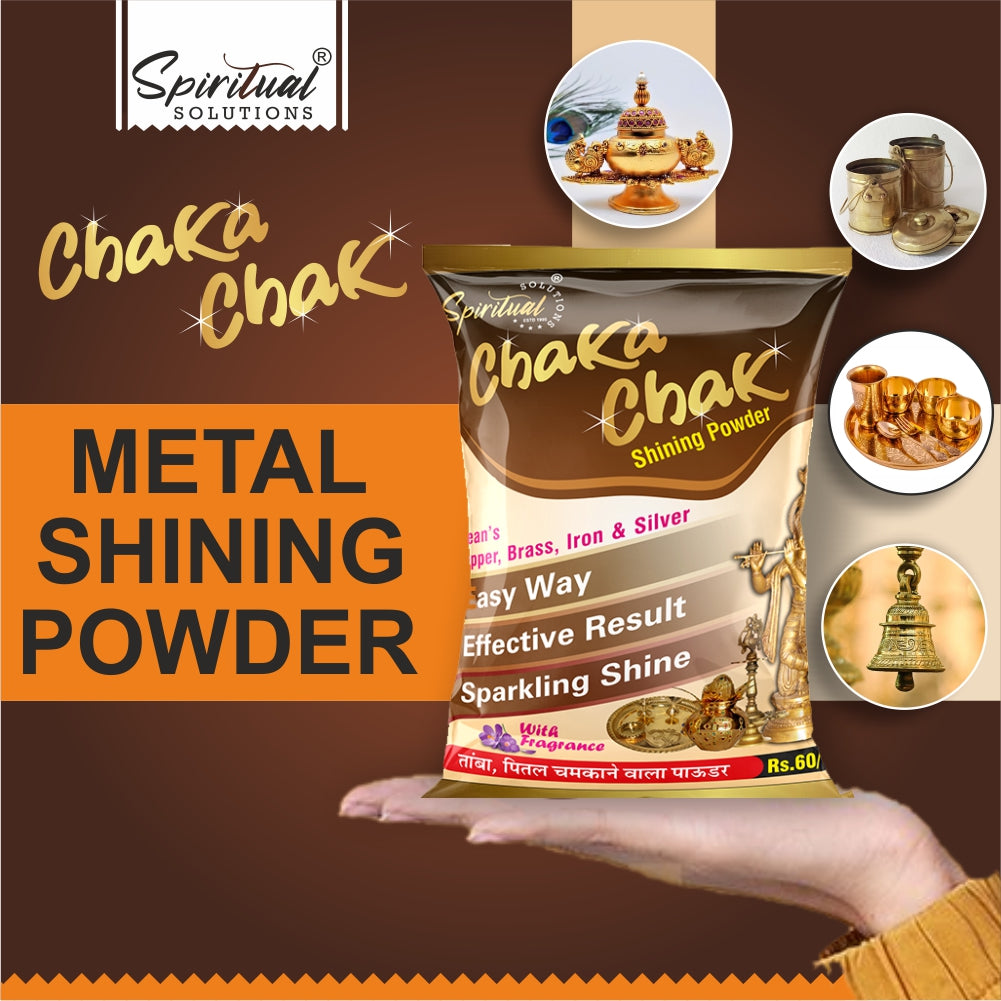 Chaka Chak Metal Shining Powder 200 Gms | Cleans Brass, Copper, Iron & Silver | Easy to Use, Sparkling Shine with Pleasant Fragrance