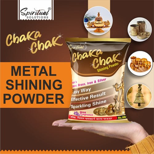 Chaka Chak Metal Shining Powder 200 Gms | Cleans Brass, Copper, Iron & Silver | Easy to Use, Sparkling Shine with Pleasant Fragrance