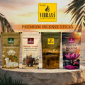 Premium Incense Sticks Zipper Pouch - Divine Aura, Heritage Sandal, Lotus Bloom, Valley Mist | Combo Pack 4 (90 g Each) | Long Lasting Natural Fragrance Agarbatti for Puja, Meditation, Home & Spiritual Ambience