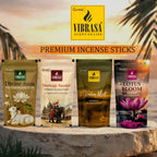 Premium Incense Sticks Zipper Pouch - Divine Aura, Heritage Sandal, Lotus Bloom, Valley Mist | Combo Pack 4 (90 g Each) | Long Lasting Natural Fragrance Agarbatti for Puja, Meditation, Home & Spiritual Ambience