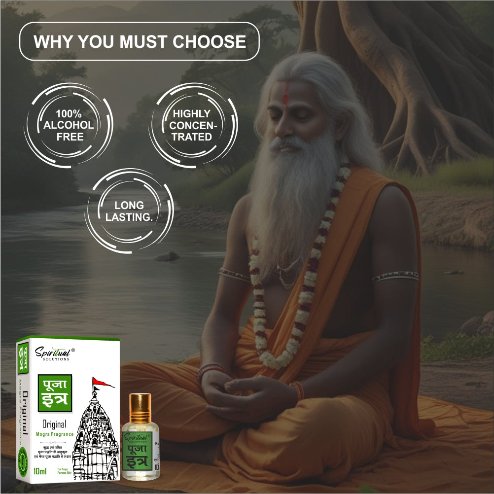 Pooja Itra Mogra 10 ml | Pure & Natural Attar for Mandir, Home Pooja, Worship & Meditation