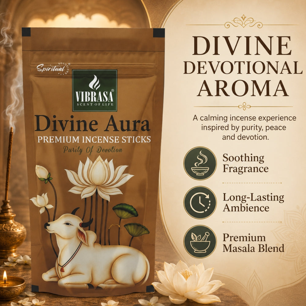 Divine Aura Premium Incense Sticks Zipper Pouch - Pack of 4 (90 g Each) | Long Lasting Natural Fragrance Agarbatti for Puja, Meditation, Home & Spiritual Ambience