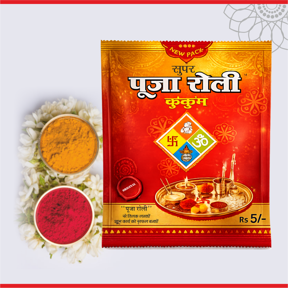 Super Puja Roli Kumkum 6 gm | Traditional Puja Tilak Powder for Daily Rituals