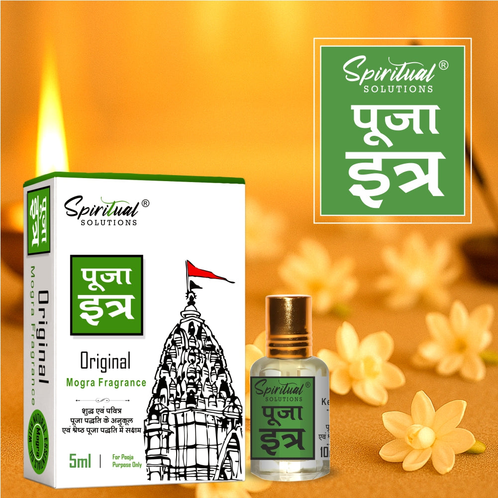 Pooja Itra Mogra (5ml Each) - Pack of 3 | Pure & Natural Attar for Mandir, Home Pooja, Worship & Meditation
