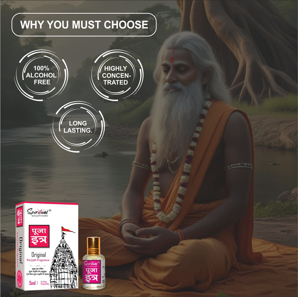 Pooja Itra Parijath (5ml Each) - Pack of 3 | Pure & Natural Attar for Mandir, Home Pooja, Worship & Meditation