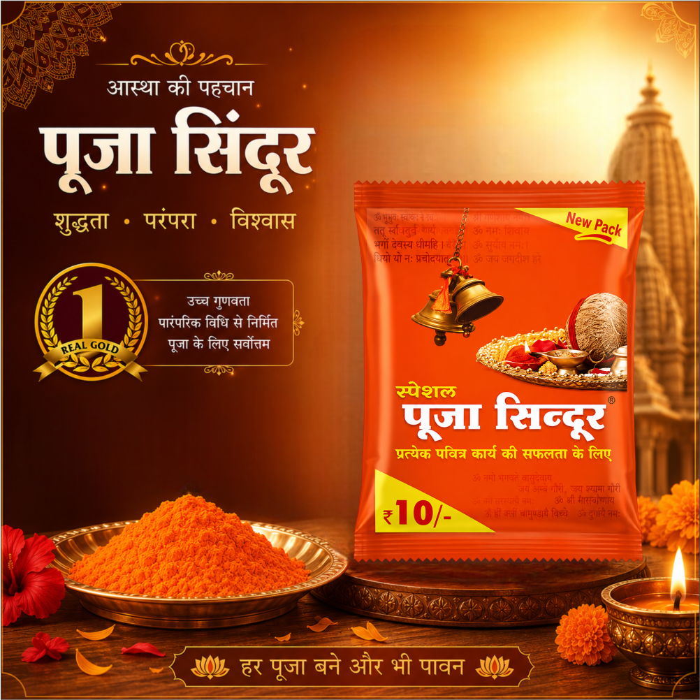 Special Pooja Sindoor 20 Gm | Bright Orange Vermilion Powder for Temple, Puja & Spiritual Rituals