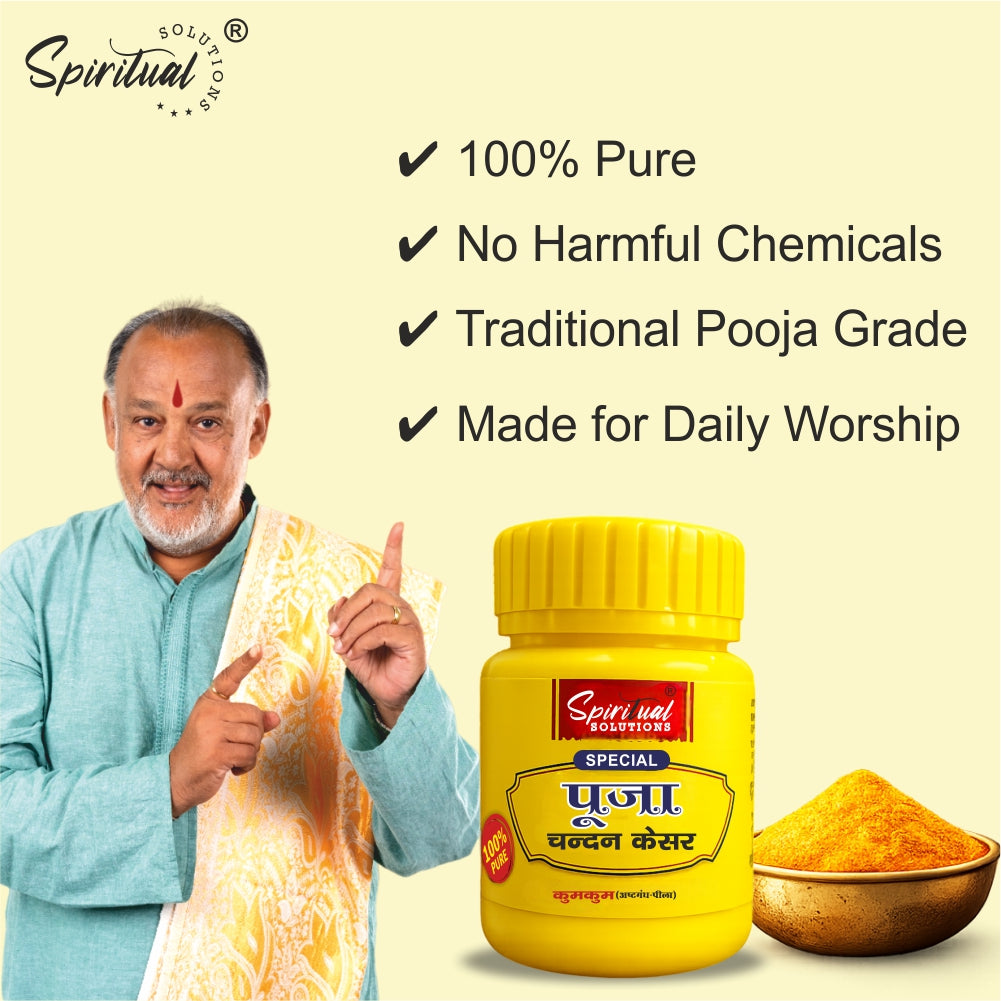 Premium Yellow Chandan Kesar Powder Pack of 12 (20g Each) | Pure Puja & Tilak Powder