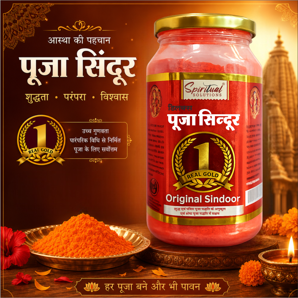 Deluxe Pooja Sindoor 1 Kg Jar | Bright Orange Vermilion Powder for Temple, Puja & Spiritual Rituals
