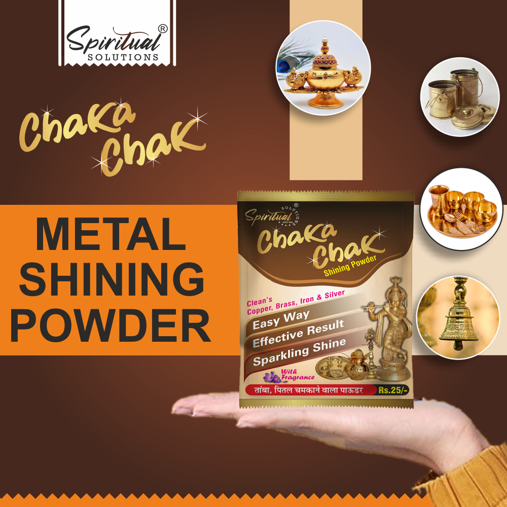 Chaka Chak Metal Shining Powder 50 Gms | Cleans Brass, Copper, Iron & Silver | Easy to Use, Sparkling Shine with Pleasant Fragrance