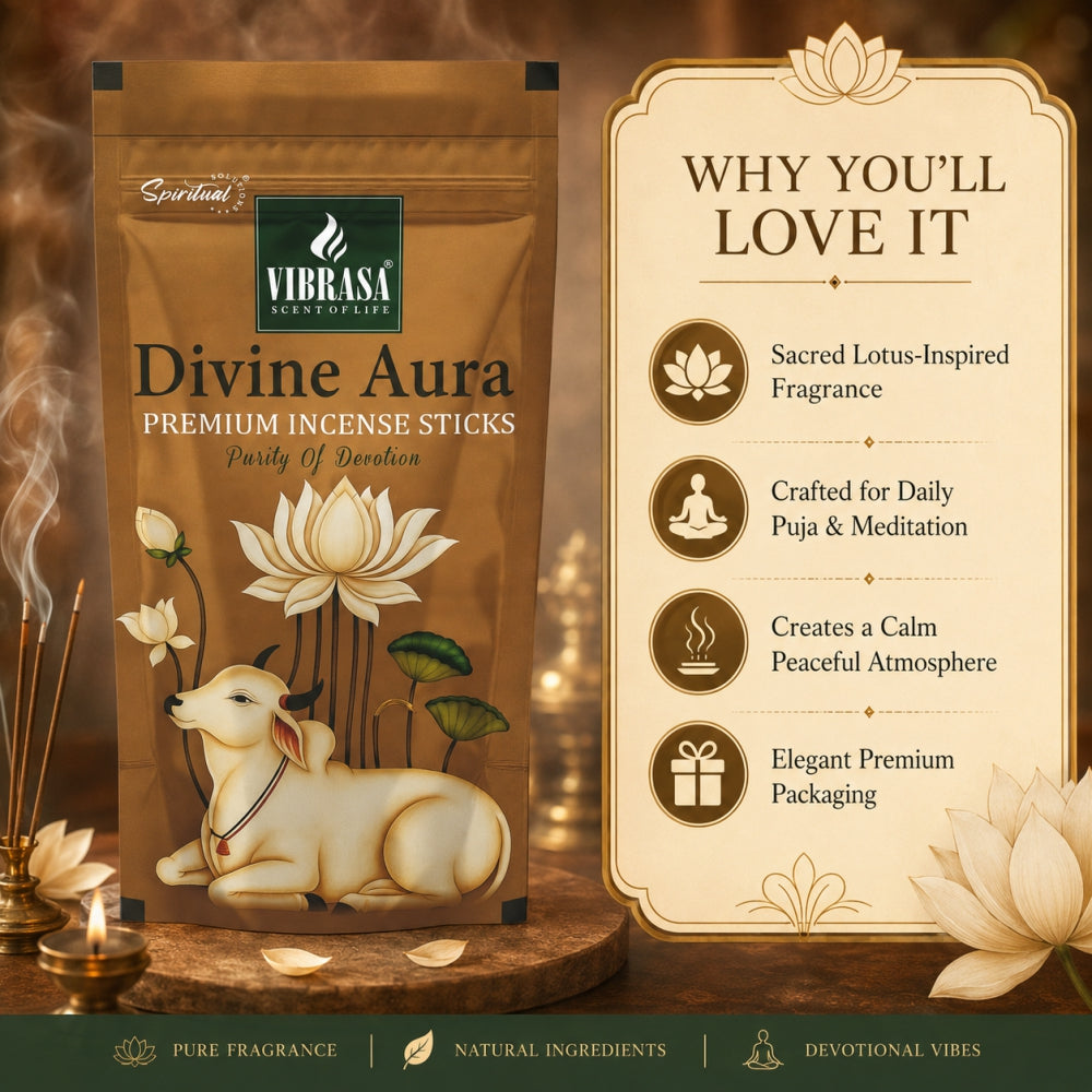 Divine Aura Premium Incense Sticks Zipper Pouch - Pack of 4 (90 g Each) | Long Lasting Natural Fragrance Agarbatti for Puja, Meditation, Home & Spiritual Ambience