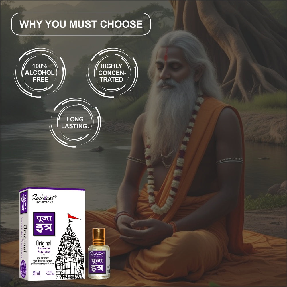 Pooja Itra Lavender (5ml Each) - Pack of 3 | Pure & Natural Attar for Mandir, Home Pooja, Worship & Meditation