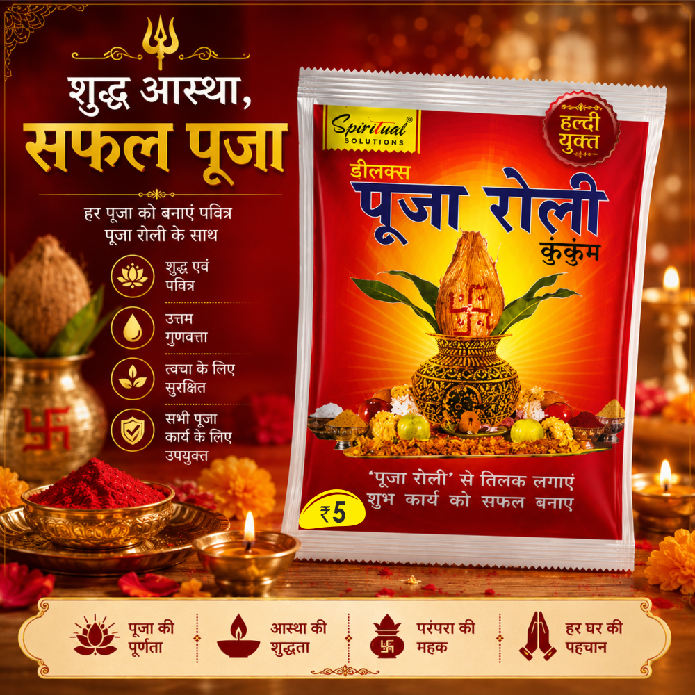 Deluxe Puja Roli Kumkum 8 gm | Traditional Puja Tilak Powder for Daily Rituals