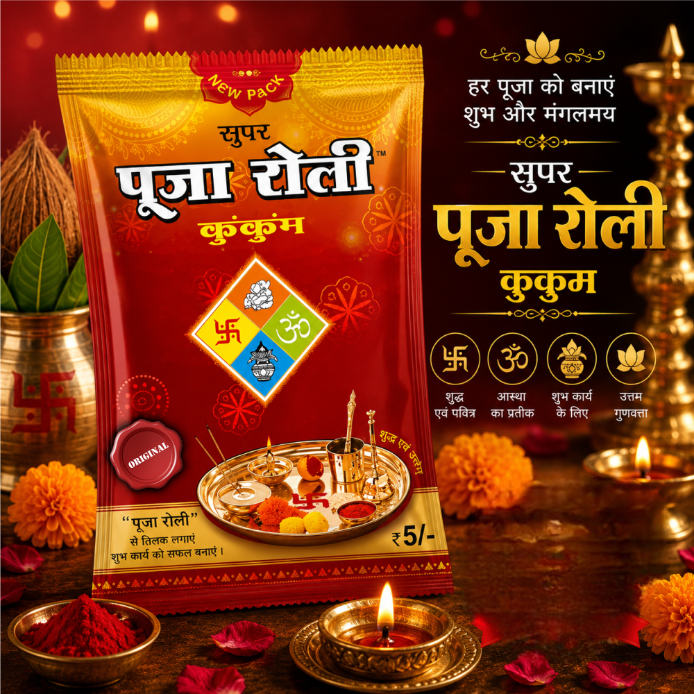 Super Puja Roli Kumkum 6 gm | Traditional Puja Tilak Powder for Daily Rituals