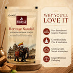 Heritage Sandal Premium Incense Sticks Zipper Pouch - Pack of 4 (90 g Each) | Long Lasting Natural Fragrance Agarbatti for Puja, Meditation, Home & Spiritual Ambience