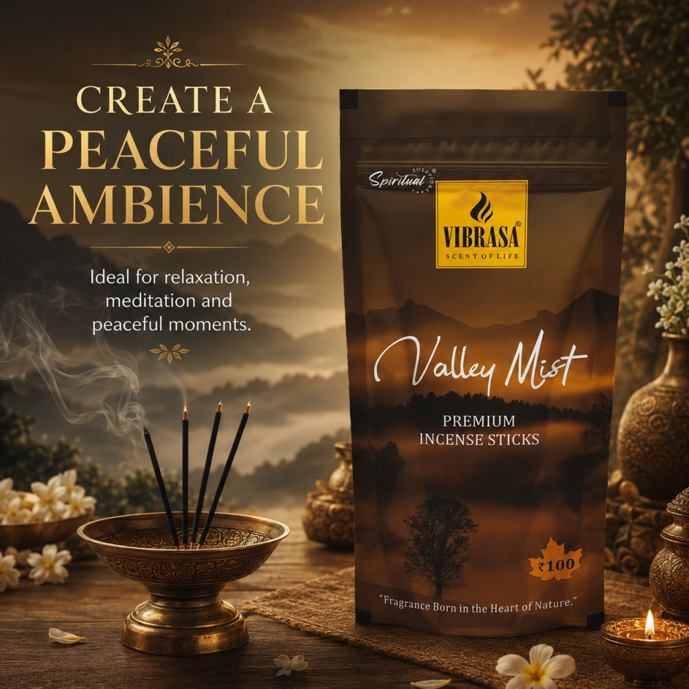 Valley Mist Premium Incense Sticks Zipper Pouch - Pack of 4 (90 g Each) | Long Lasting Natural Fragrance Agarbatti for Puja, Meditation, Home & Spiritual Ambience