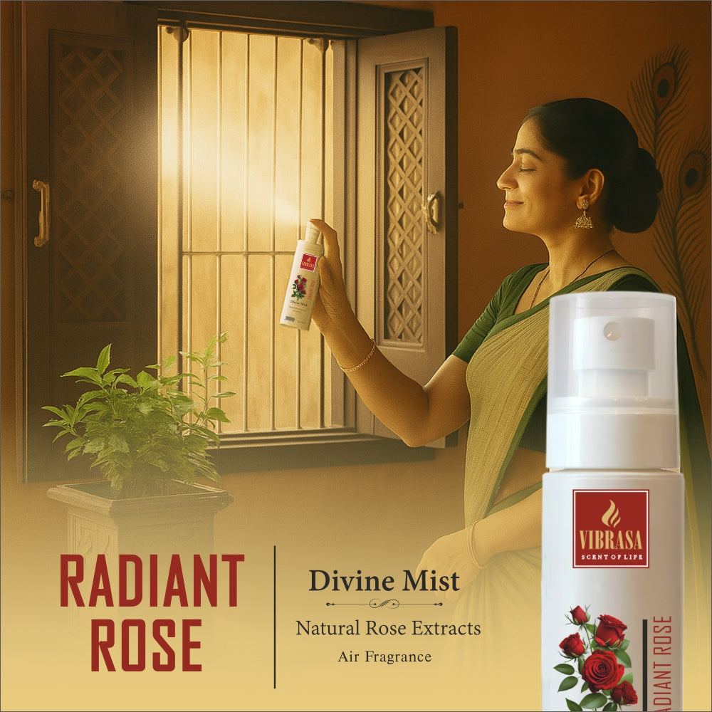 Divine Mist Radiant Rose 100 ML Air Freshener Spray | Premium Air Freshener for Home and Mandir