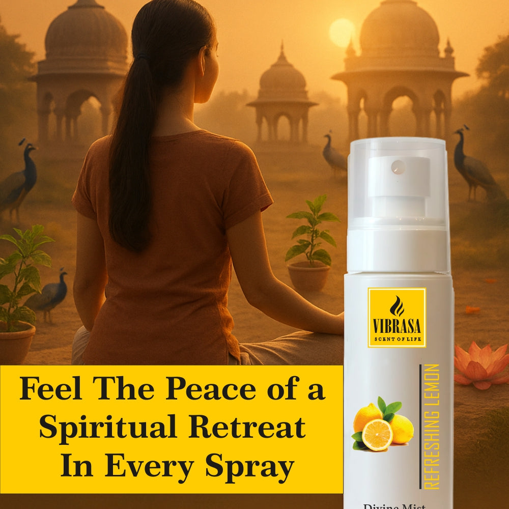 Divine Mist Refreshing Lemon 100 ML Air Freshener Spray | Premium Air Freshener for Home and Mandir
