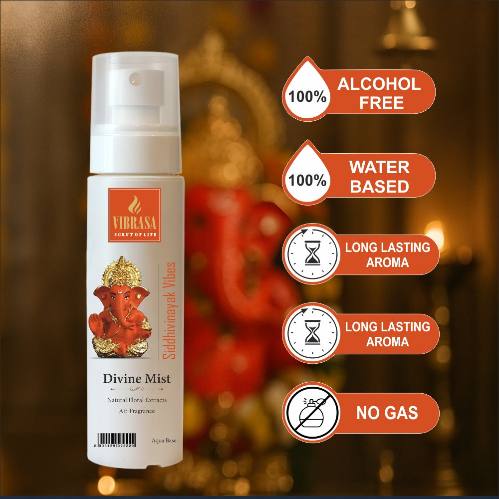 Divine Mist Shree Siddhivinayak Vibes 100 ML Air Freshener Spray | Premium Air Freshener for Home and Mandir