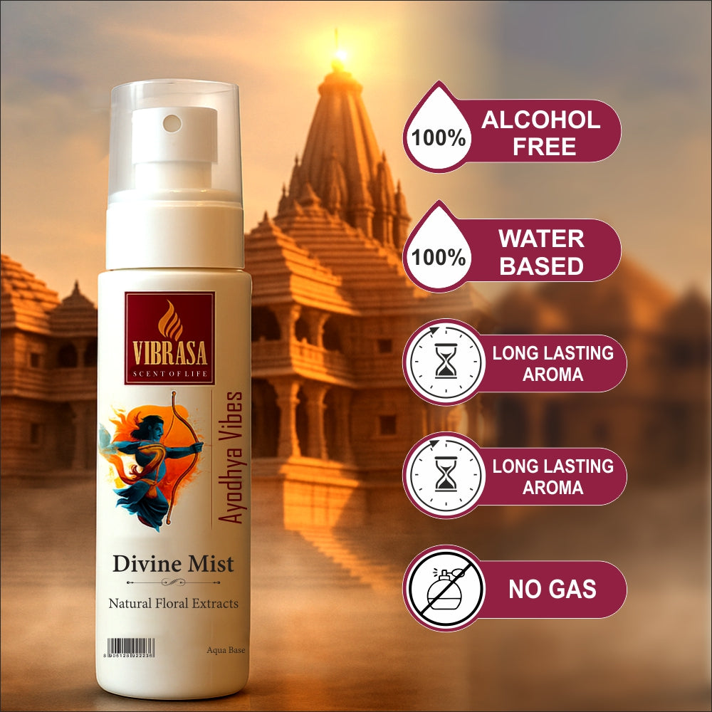 Divine Mist Shree Ayodha Vibes 100 ML Air Freshener Spray | Premium Air Freshener for Home and Mandir