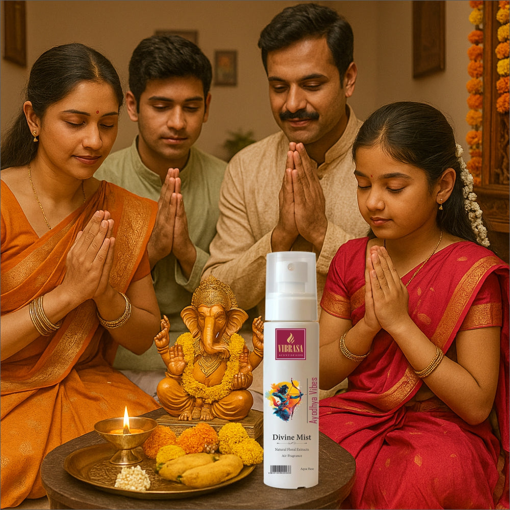 Divine Mist Shree Ayodha Vibes 100 ML Air Freshener Spray | Premium Air Freshener for Home and Mandir