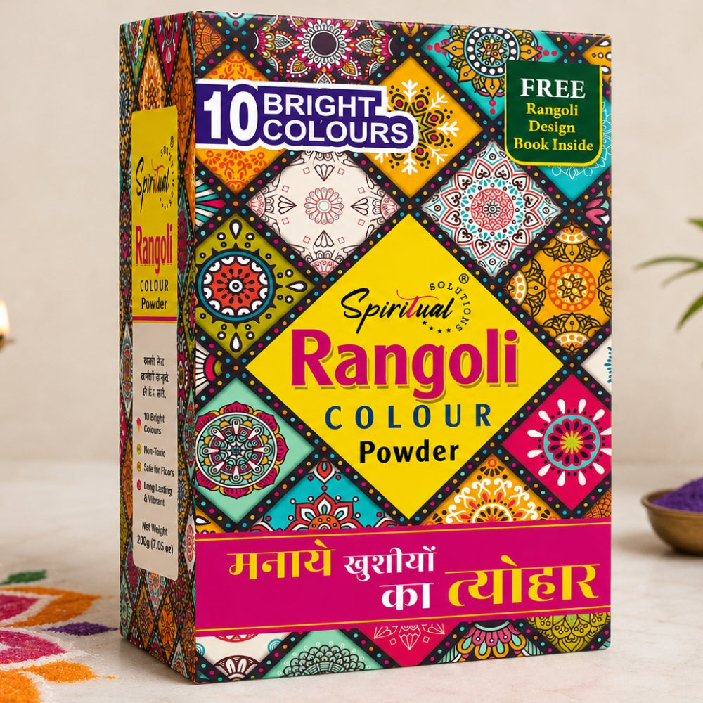 Premium Rangoli Colour Powder Set – 10 Vibrant Colors (50g Each) | Easy-to-Use Decorative Powder for Diwali Rangoli, Pooja, Wedding & Festive Decorations