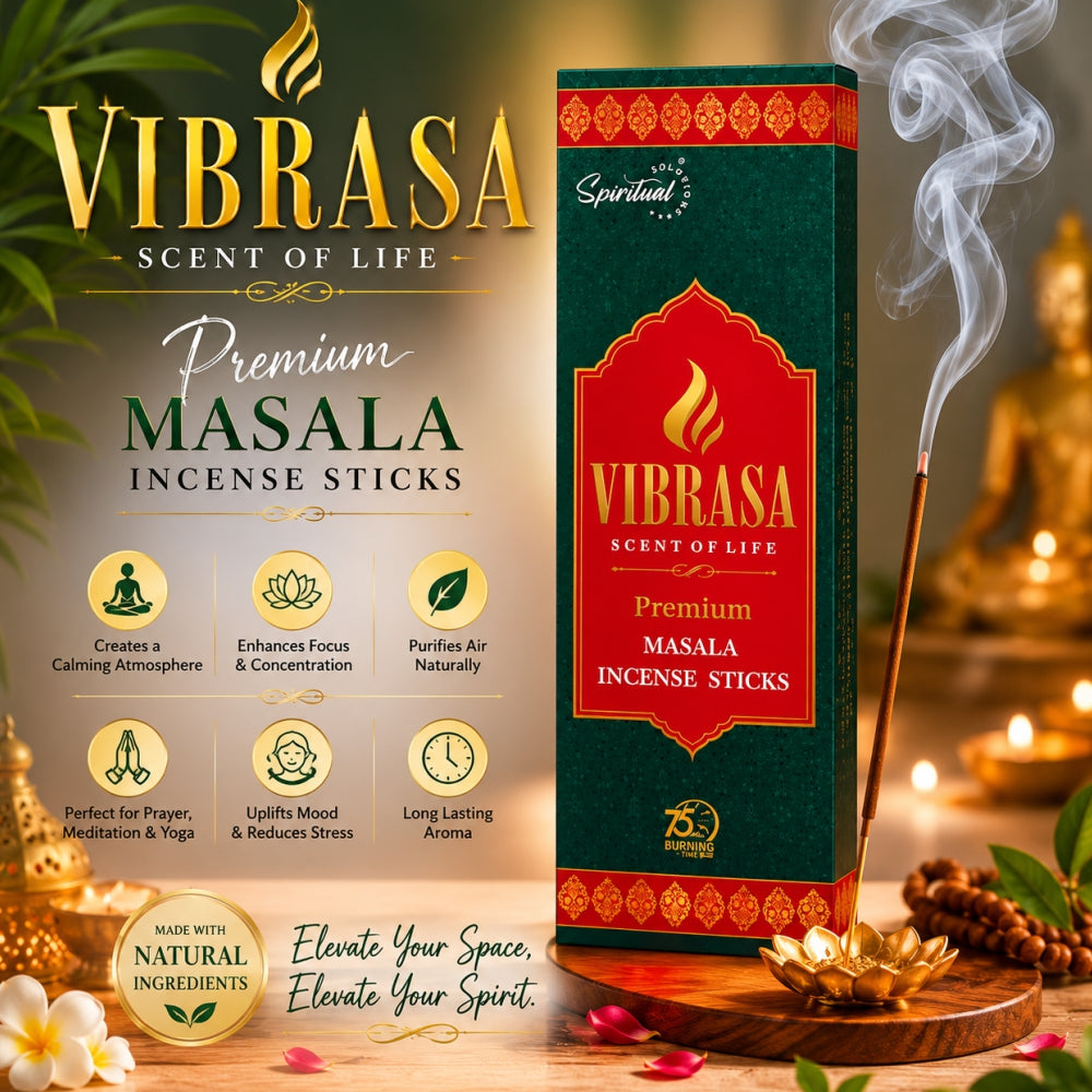 Vibrasa Premium Masala Incense Sticks (50 g) | Long Lasting Natural Fragrance Agarbatti for Puja, Meditation, Home & Spiritual Ambience