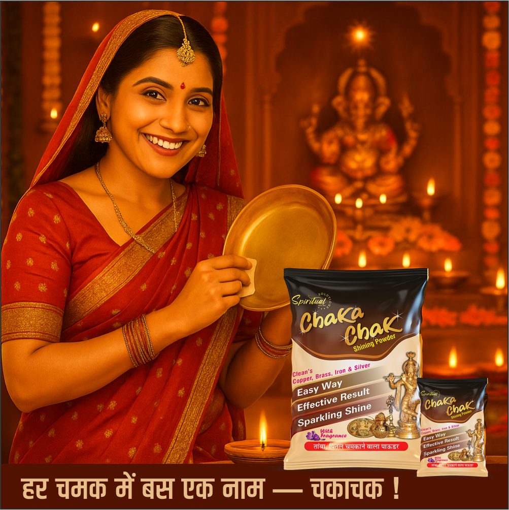 Chaka Chak Metal Shining Powder 150 Gms | Cleans Brass, Copper, Iron & Silver | Easy to Use, Sparkling Shine with Pleasant Fragrance