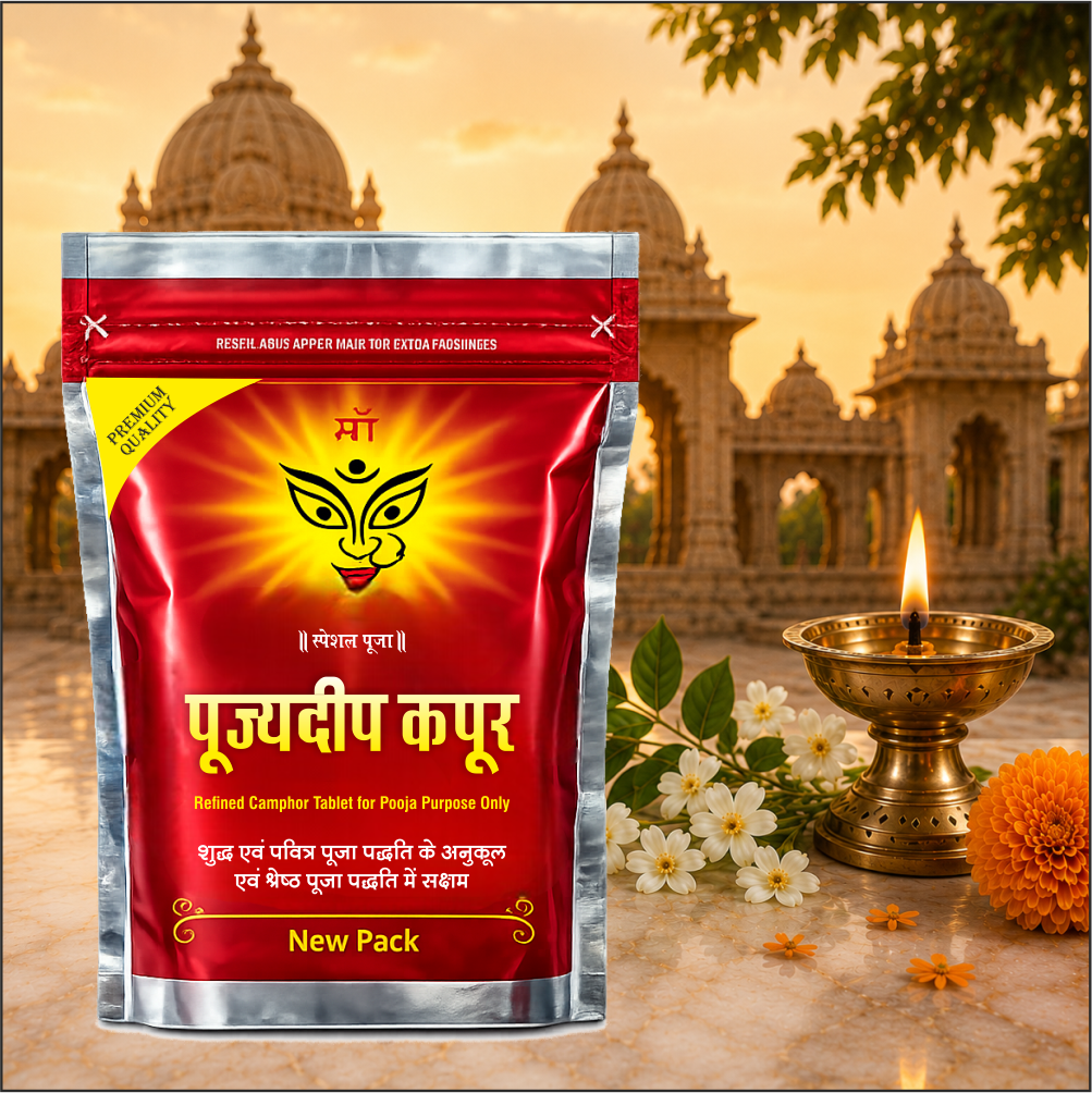 Pujyedeep Kapoor (Camphor) Tablets 100 gm Slab Pouch | Pure Kapoor for Pooja, Meditation & Fragrance | Long-Lasting Aroma