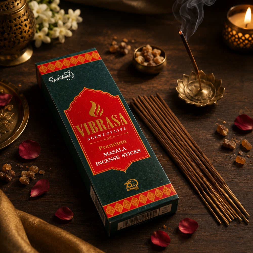 Vibrasa Premium Masala Incense Sticks (50 g) | Long Lasting Natural Fragrance Agarbatti for Puja, Meditation, Home & Spiritual Ambience