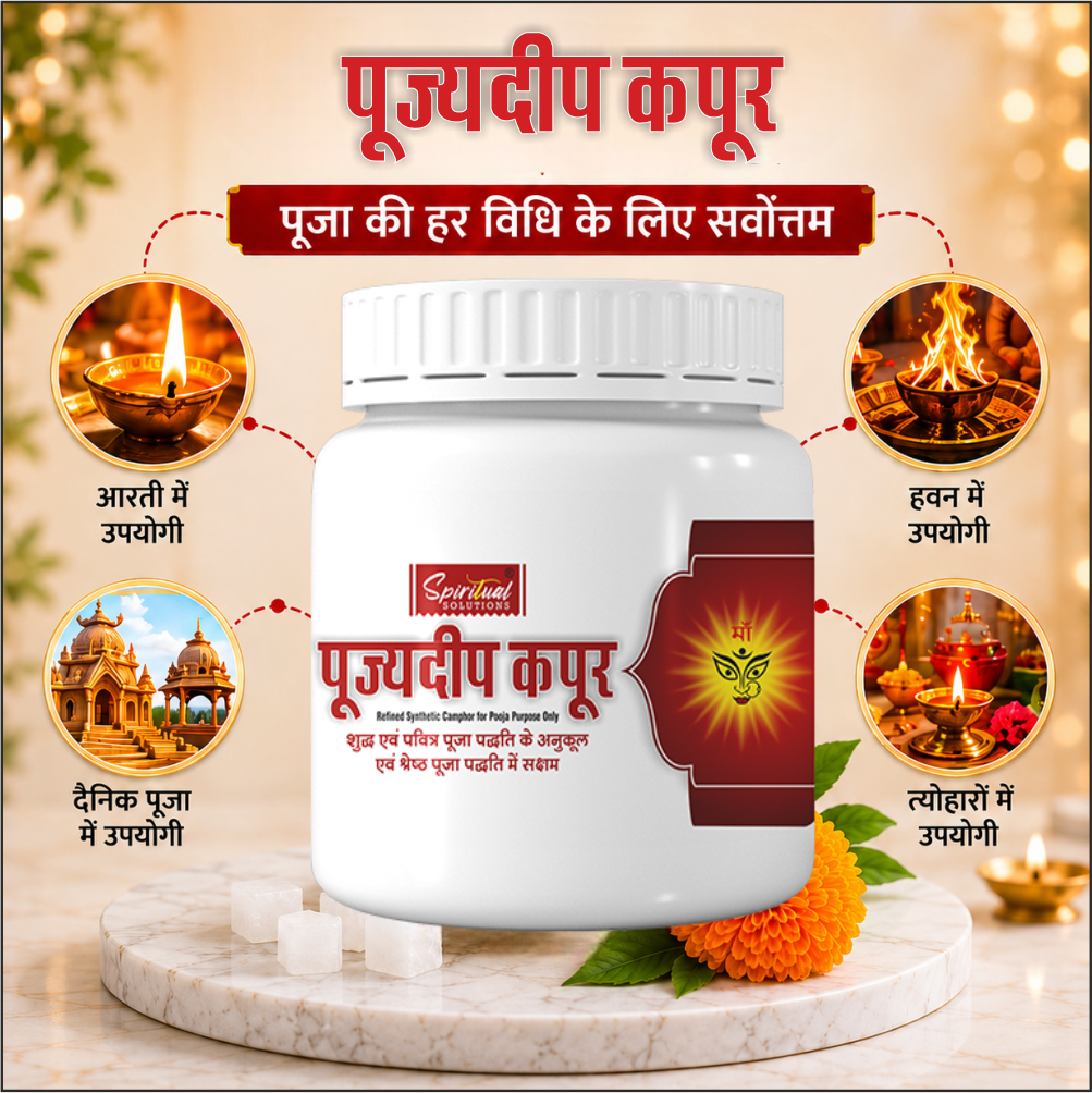 Pujyedeep Kapoor (Camphor) Tablets 20 gm Jar | Pure Kapoor for Pooja, Meditation & Fragrance | Long-Lasting Aroma
