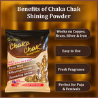 Chaka Chak Metal Shining Powder 150 Gms | Cleans Brass, Copper, Iron & Silver | Easy to Use, Sparkling Shine with Pleasant Fragrance