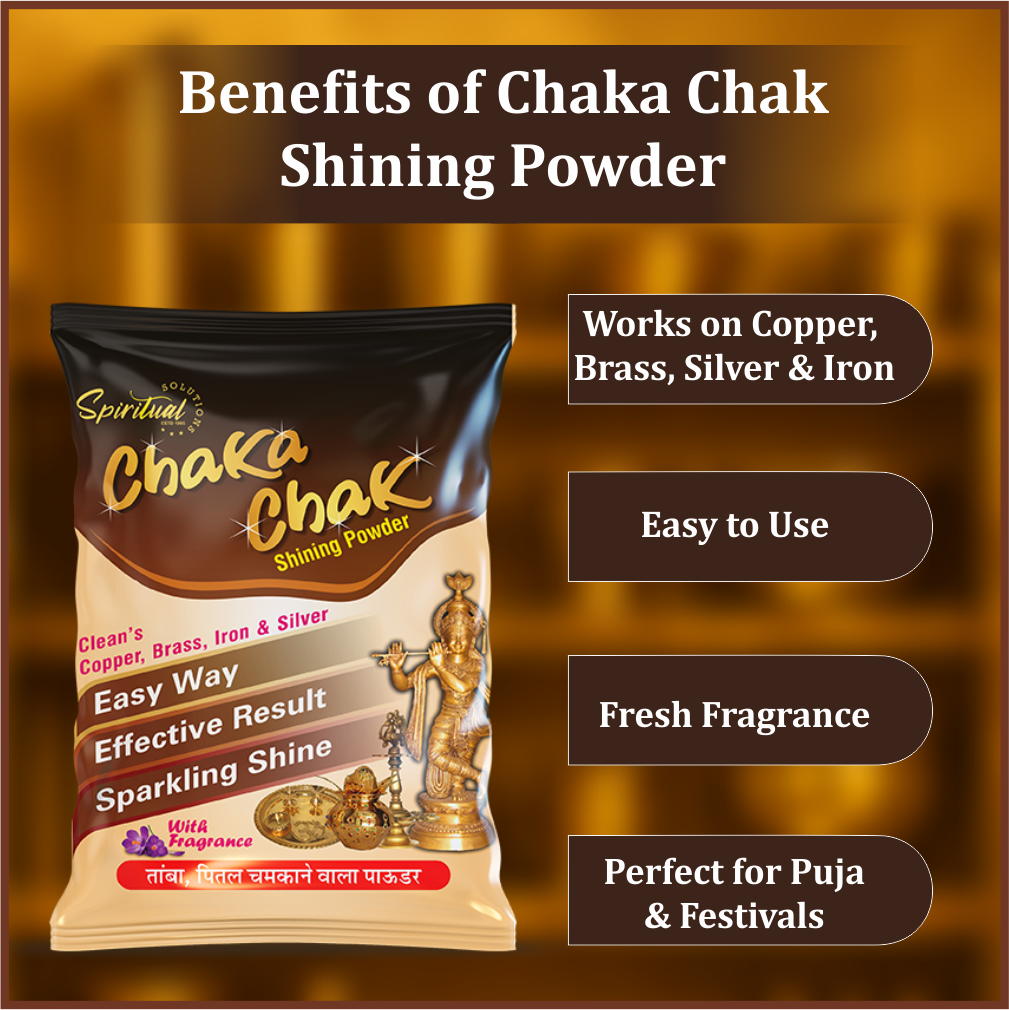 Chaka Chak Metal Shining Powder 150 Gms | Cleans Brass, Copper, Iron & Silver | Easy to Use, Sparkling Shine with Pleasant Fragrance