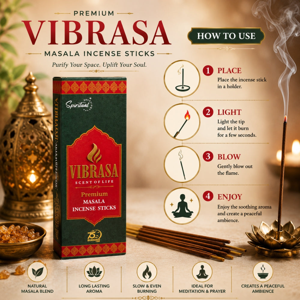 Vibrasa Premium Masala Incense Sticks (50 g) | Long Lasting Natural Fragrance Agarbatti for Puja, Meditation, Home & Spiritual Ambience